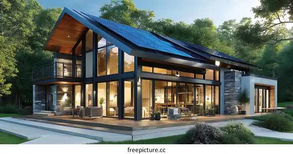 Modern Eco-Friendly House with Solar Panels