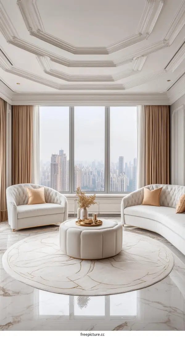 Elegant Modern Living Room with Panoramic City View