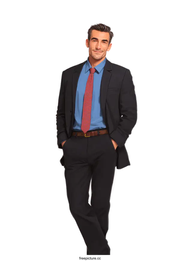 [Transparent Background PNG]Businessman in Formal Wear Studio Shot