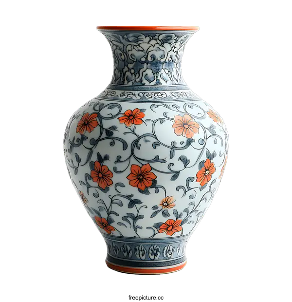 [Transparent Background PNG]Chinese Porcelain Vase with Floral Design