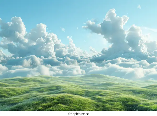 Rolling Green Hills Under a Blue Sky
