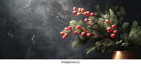 Christmas Arrangement with Berries and Fir Branches
