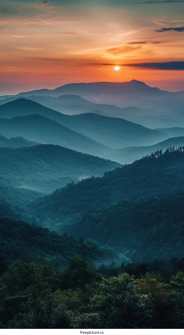 Sunset Over the Blue Ridge Mountains