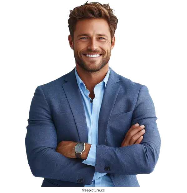[Transparent Background PNG]Confident Businessman Portrait
