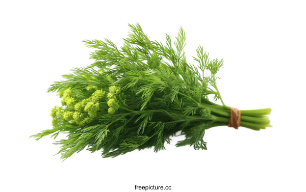 [Transparent Background PNG]Fresh Bunch of Dill Herb Isolated on White Background