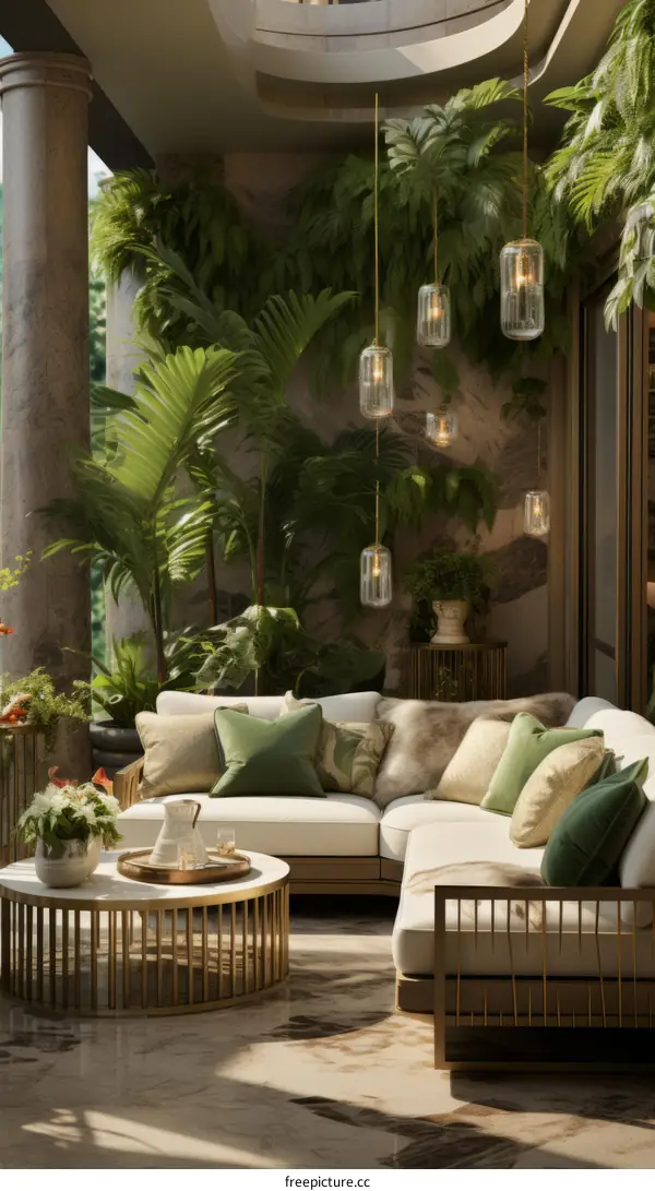 Modern luxury home interior design living room with plants