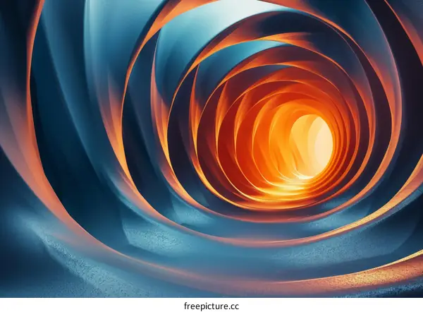 Blue and Orange Tunnel Abstract