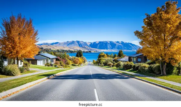 Autumn Scenic Roadside Lakeside View