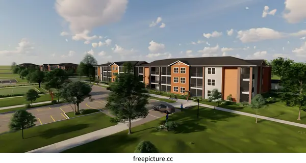 Modern Apartment Building Exterior Design With People