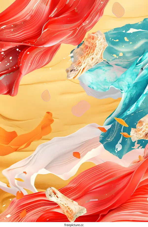 Abstract Colorful Swirls and Seashells