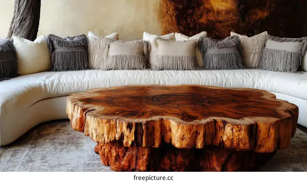 Modern Rustic Living Room with Wooden Coffee Table