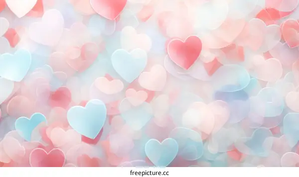 Pink and blue pastel color heart shape background