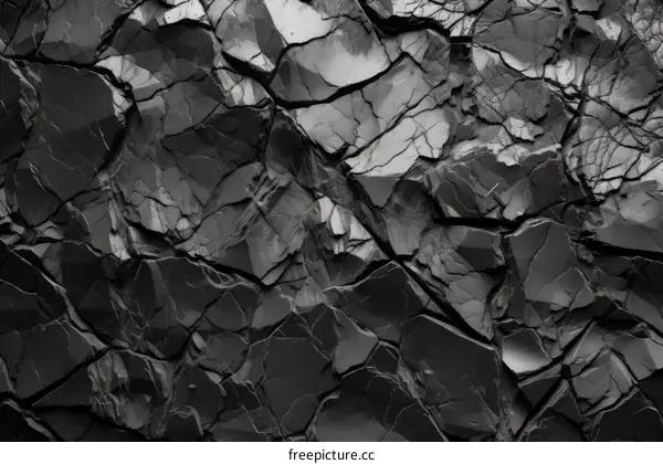 Black and white cracked rock texture