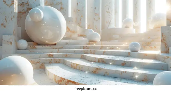 Abstract Marble Structure with Orbs