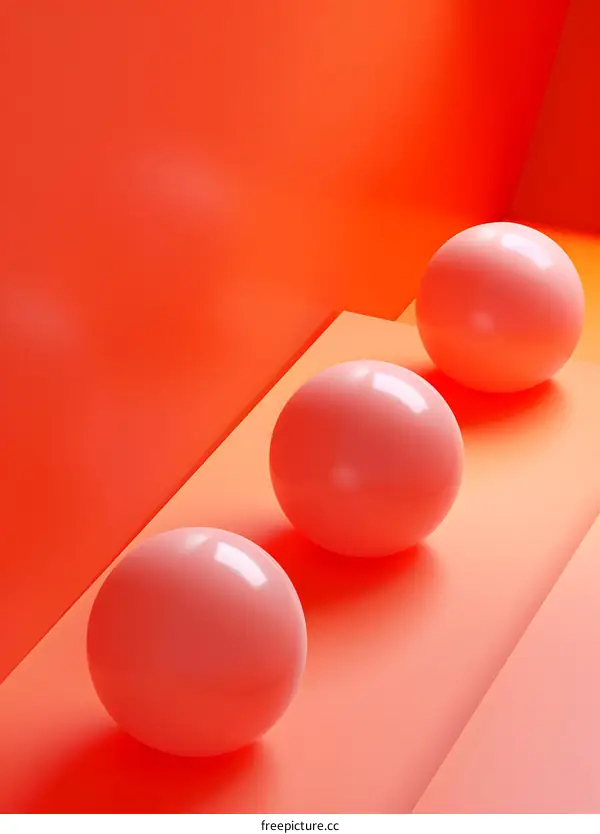 Abstract 3D Spheres in Red Gradient Background