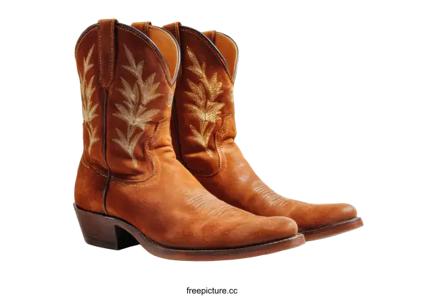 [Transparent Background PNG]Pair of Stylish Embroidered Cowboy Boots