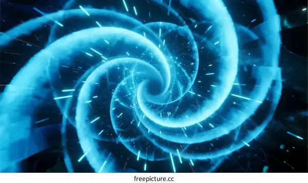 Abstract Spiral Pattern with Glowing Blue Lines in Digital Space