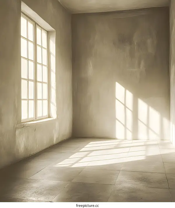 Sunlight Streaming Through Window in Empty Room
