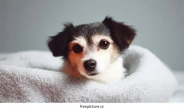 Cute Dog Wrapped in a Cozy Blanket