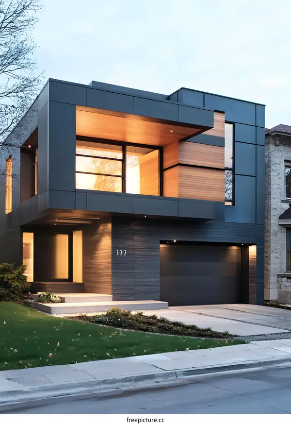 Modern Home Exterior Design with Wooden Accents