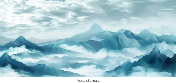 Blue mountains and clouds