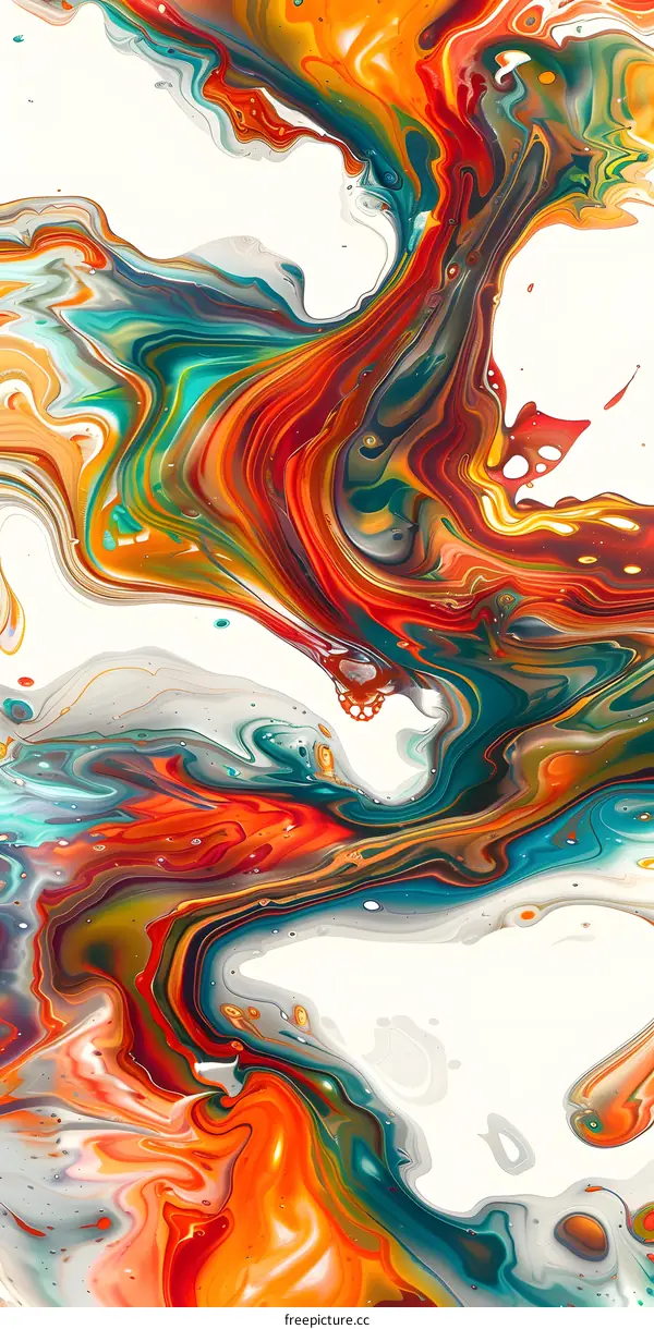 Abstract Fluid Art Painting with Vibrant Colors