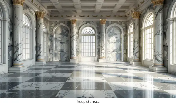 Grand Marble Hall Interior Design Illustration