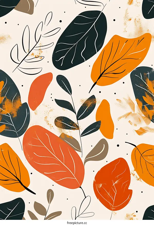 Abstract Autumn Leaves Seamless Pattern