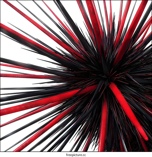 Black and red 3D rendering of a spiky sphere