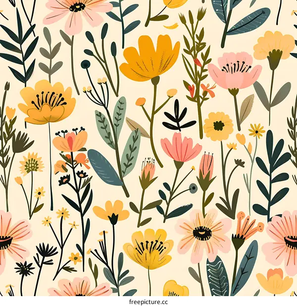 Yellow and Pink Floral Pattern