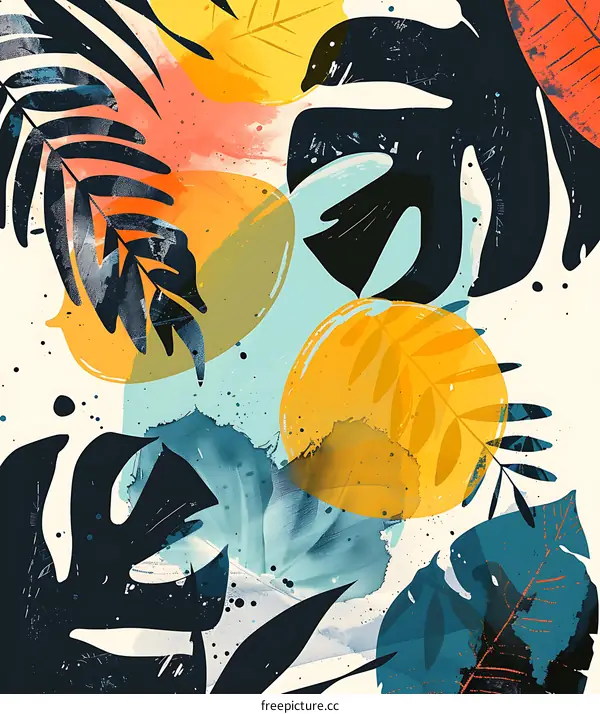 Tropical Leaves Abstract Art Painting