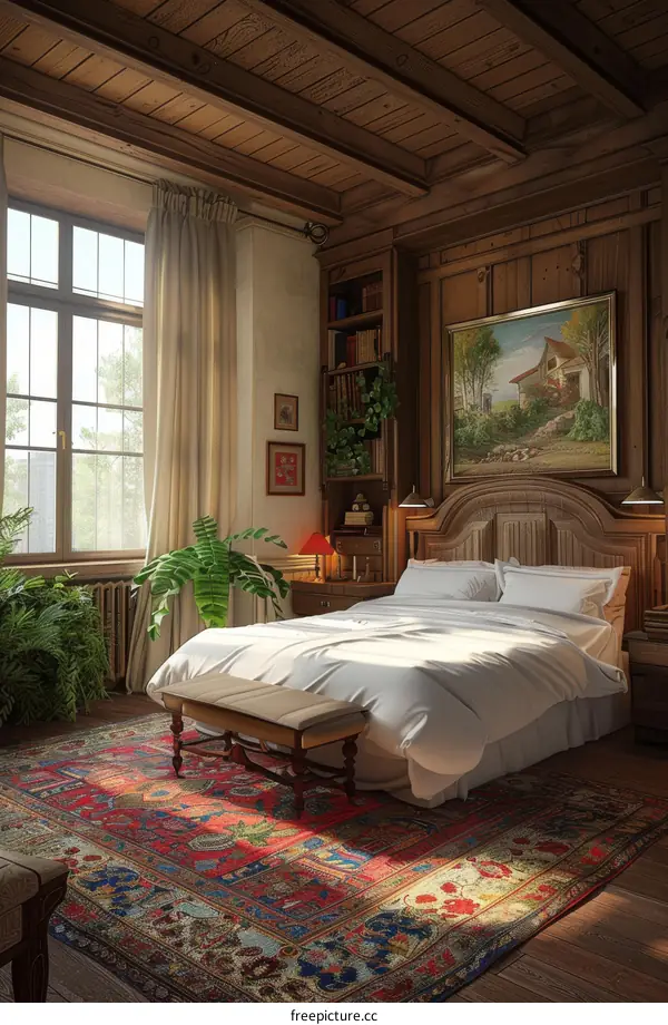 Vintage Wooden Bedroom Interior Design