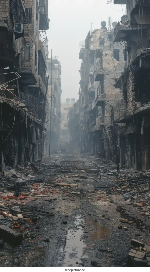 Devastated Residential Buildings in Aleppo, Syria