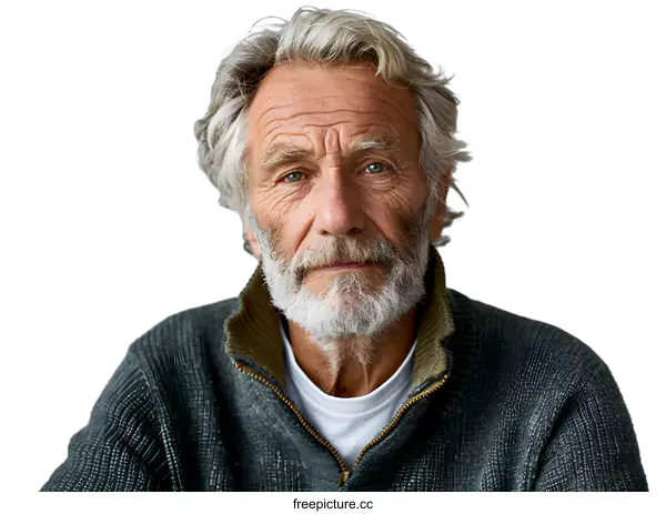 [Transparent Background PNG]portrait of an old man with white hair and beard