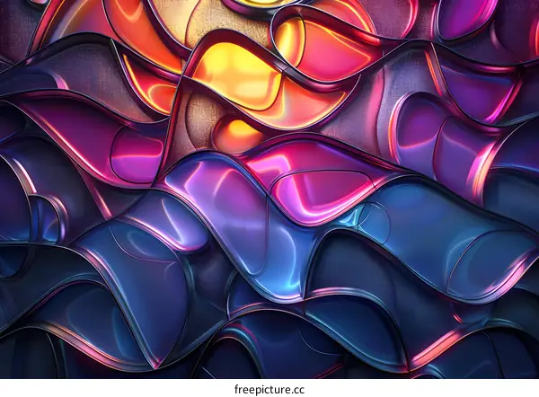 Abstract Colorful Metallic Waves Background