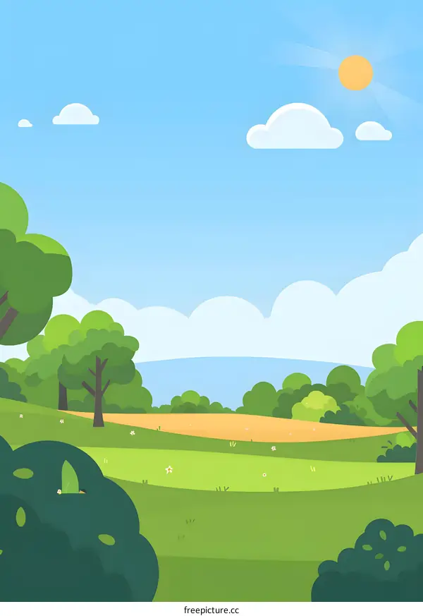 Summer Meadow Landscape Illustration