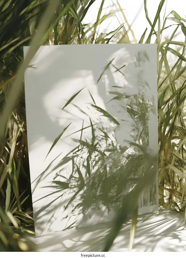 Abstract Minimalist Green Leaves Shadow Art Background