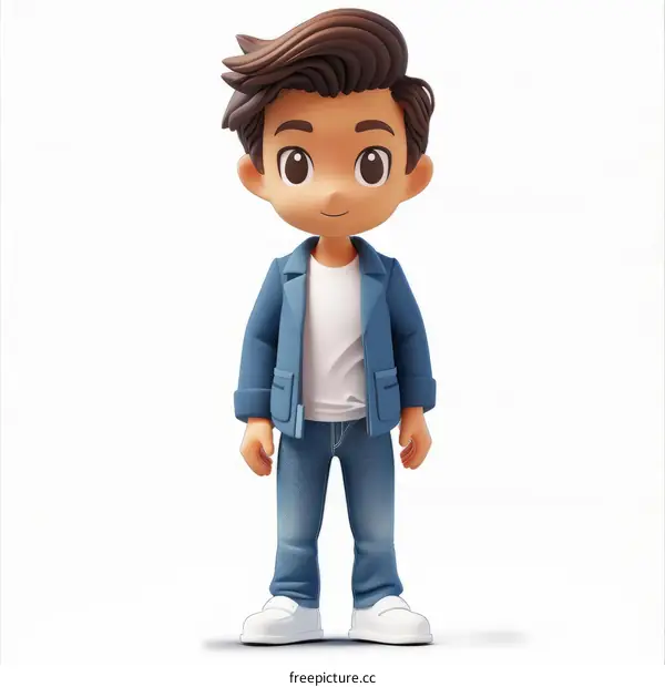 3D Illustration of Young Man in Blue Suit