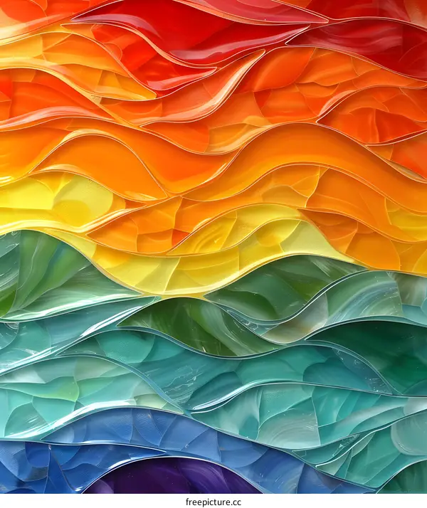 Colorful abstract painting with wavy patterns