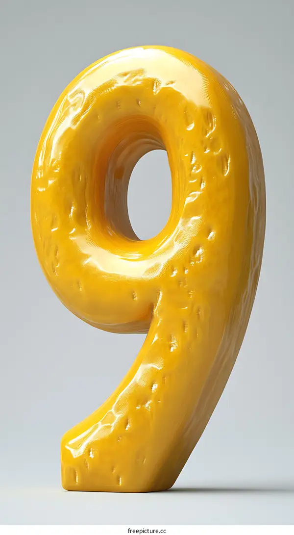 Abstract Yellow Number Nine Illustration