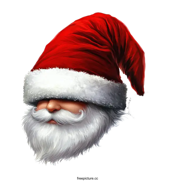 [Transparent Background PNG]Santa Claus Illustration with Festive Red Hat