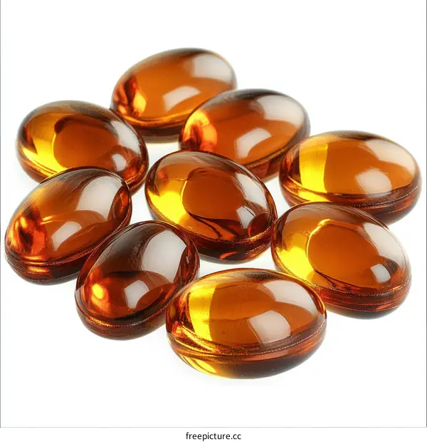 Collection of Amber Oval-Shaped Gems