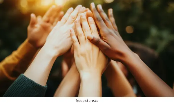 Diverse Hands United in Celebration