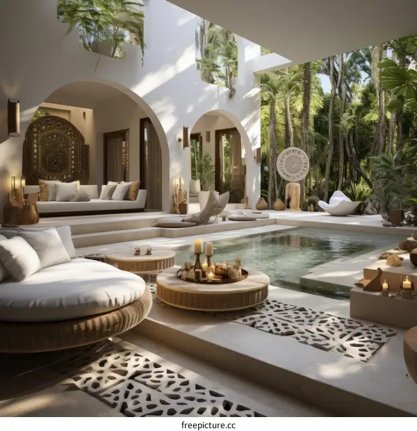 A stunning tropical villa with a pool and lush jungle views