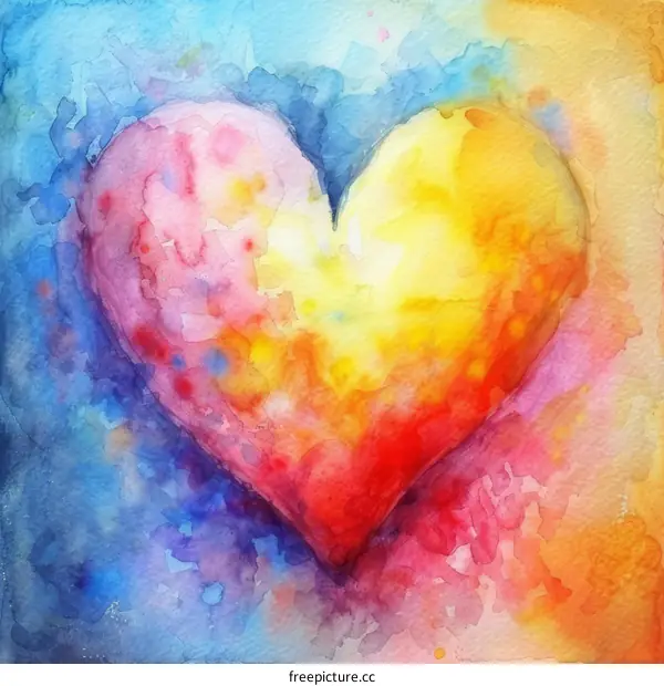 Colorful watercolor heart