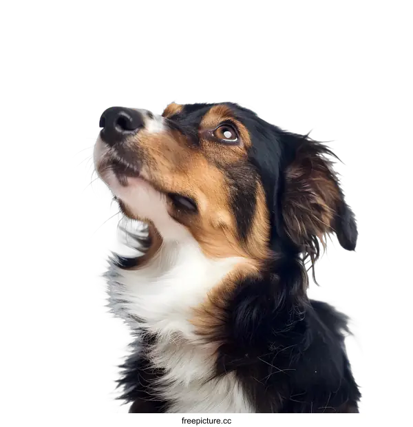 [Transparent Background PNG]Border Collie Dog Looking Up Close Up Portrait