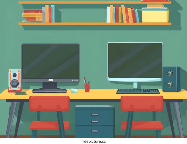 Modern Home Office Workspace Illustration