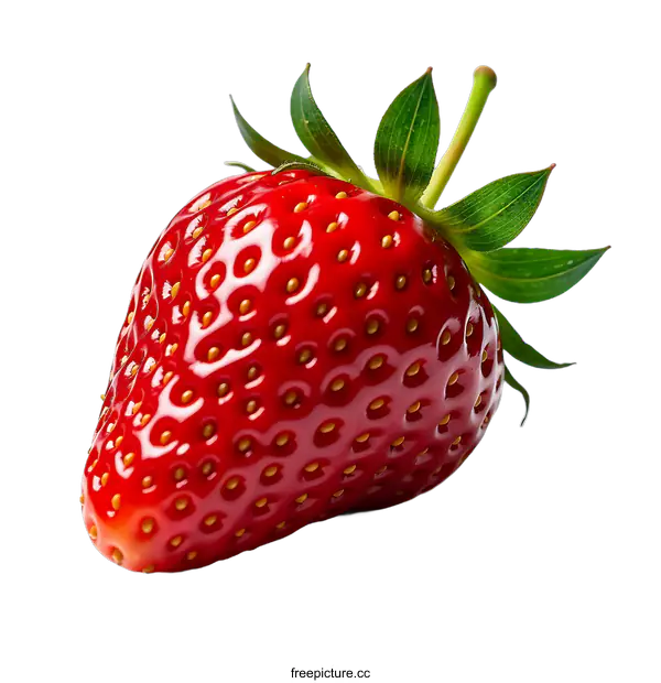 [Transparent Background PNG]Closeup of a Fresh Red Strawberry Isolated on transparent background