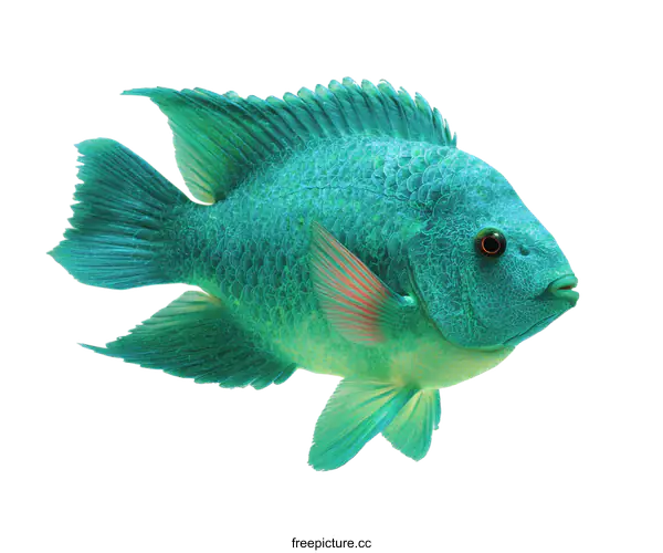 [Transparent Background PNG]Vibrant Turquoise Fish Isolated on White