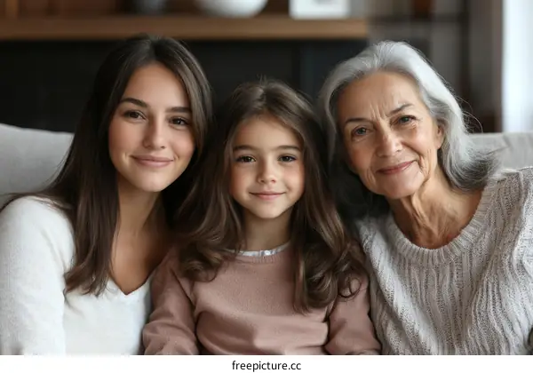 Happy Family Portrait of Three Generations